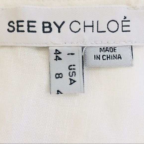 See By Chloe Embroidered Linen Boho Tea Dress Sz 8 - Picture 6 of 8